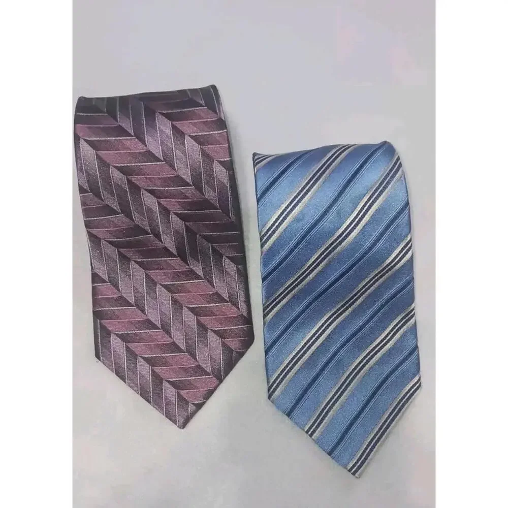 Croft & Barrow 2 Pack Tie Bundle Lot Purple And Blue 100% Silk Neck Tie